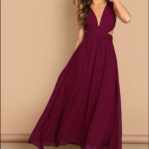 deep v criss cross maxi dress